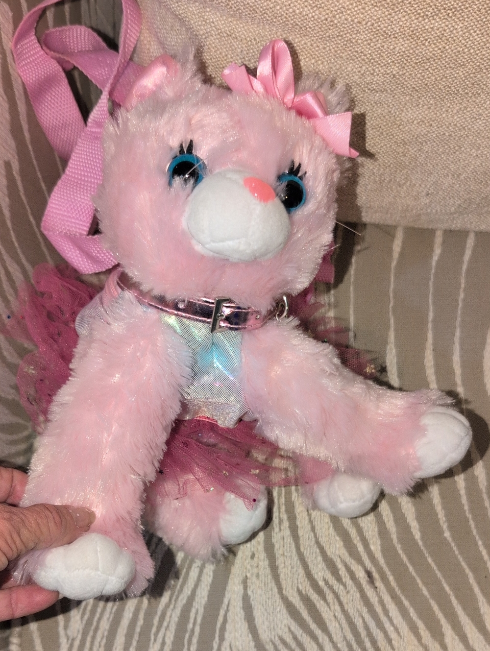 Pink Plush Kitty Purse Backpack with Bow and Tutu For Kids
